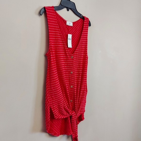Anthropologie t.la Effervescent Tank Top Size XS Red White Striped Tie Front - Picture 10 of 12